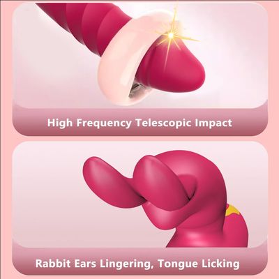 Thrusting Dildo Vibrator Adult Toys for Women Rabbit G Spot Vibrator with Thrusting Vibrating Modes Silicone Clitoral Stimulator_img_4