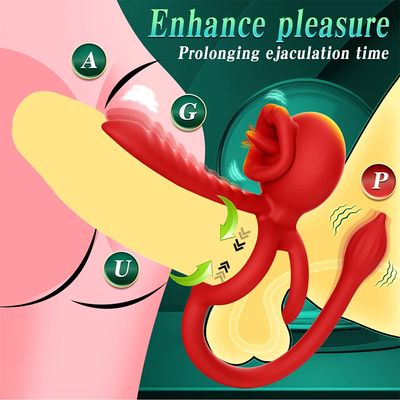 App Vibrating Penis Ring Vibrator with Sexy Licking Mouth G Spot Clitoral Stimulator Cock Rings Couples Adult Sex Toys for Men_img_2