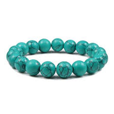 Natural Turquoise Stone Beaded Yoga Bracelet for Women Men Elastic Healing Gemstone Jewelry for Radiation Protection_img_1