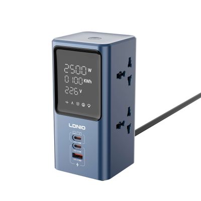 LDNIO SC2 45W PD charger, 2500W universal power strip with LED Display_img_2