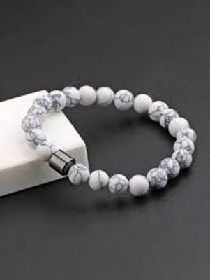 Natural Turquoise Stone Beaded Yoga Bracelet for Women Men Elastic Healing Gemstone Jewelry for Radiation Protection_img_3