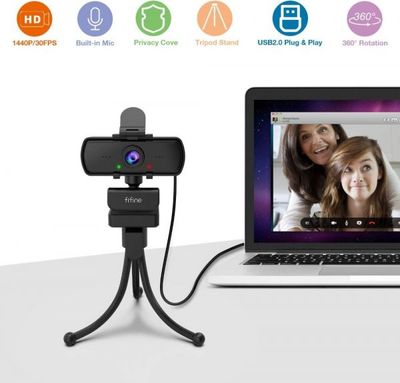 Fifine K420 Webcam 1440P, 2K Web Camera with Privacy Cover & Tripod for Laptop Desktop, Plug & Play 4MP HD USB Webcam with Built-in Mic for Live Streaming, Zoom Meeting, Online Class, Video Calling_img_1
