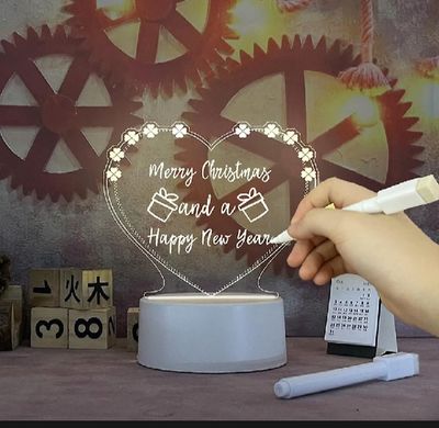 3D LED Love Shape Note Board USB Message Board with Pen Creative Valentine's Day Acry..._img_0