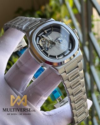 PP UNIQUE DIAL SWEEP SILVER CHAIN BLACK DIAL (AA)_img_0