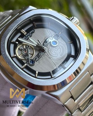 PP UNIQUE DIAL SWEEP SILVER CHAIN BLACK DIAL (AA)_img_1