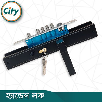 প্রিমিয়াম কুয়ালিটি ডোর লক বড় আকারের হ্যান্ডেল লক অতিরিক্ত নব সহ প্রধান দরজার জন্য কালো রঙের দরজার লক Door Lock_img_1