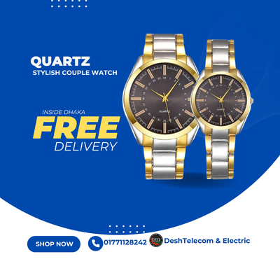 Stylish & Fashionable Stainless Steel Analog Wrist Watch Men & Women Couple Set_img_0