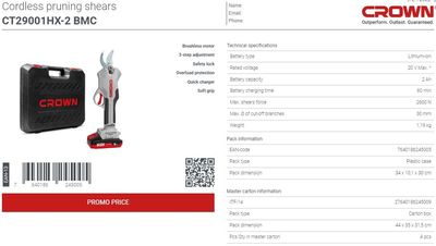 CROWN Professional Cordless shears ( 1Battery, 1Charger included), 20V, 30mm, 2600 N; CT29001HX-2S BMC_img_3