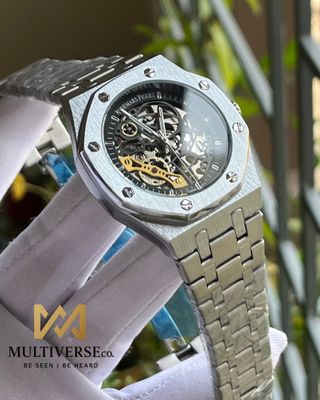 AP SKELETON AUTOMATIC BLACK DIAL SILVER CHAIN (AA)_img_0