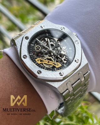 AP SKELETON AUTOMATIC BLACK DIAL SILVER CHAIN (AA)_img_6