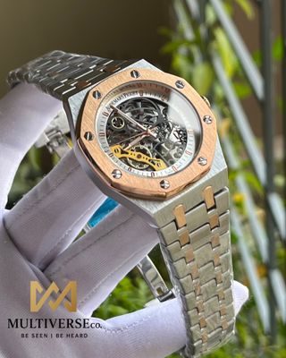 AP SKELETON AUTOMATIC ROSE GOLD BEZEL TWO TONE CHAIN (AA)_img_0
