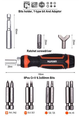 HARDEN 105Pcs Ratchet Screwdriver & Bits Set With Handle Multifunctional Screw Driver High Quality Precision 551105_img_8