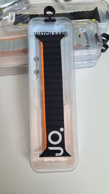 Stop Line Magnet Strap For Smart Watch- 22 mm Black+Yellow Color/Black+Orange Color/Navy Blue+Sky Blue Color/Olive+Off White Color_img_1