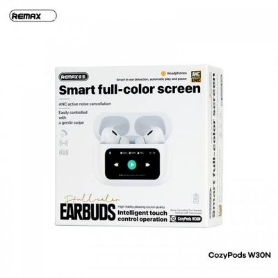 REMAX Cozypods W30N Noise-Cancelling True Wireless Earbuds with Touch Screen - White_img_1