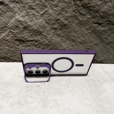 Metal Camera Lens Kickstand Clear Acrylic Magnetic Mobile Cover for Samsung Galaxy S25 S24 S23 S22 Ultra Lens Holder Phone Case_img_2