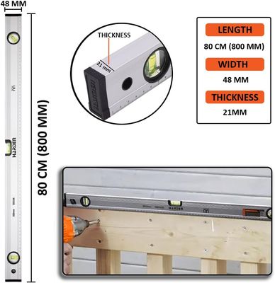 HARDEN Professional Spirit Level Alumonium Body ( 12" | 20" | 24" | 32" | 40" | 48" ), Magnetic Base, High-Visibility Vials; Model:  580503 580508_img_6