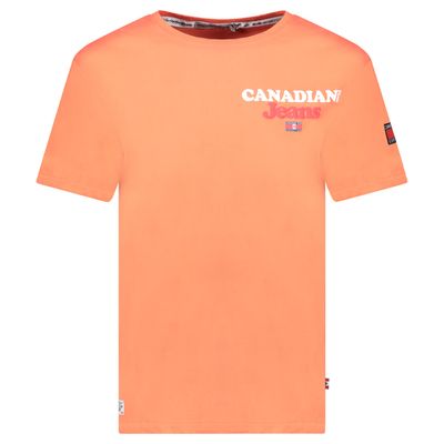 Canadian Peak JOUPPEAK Homme - T-Shirt Col Rond avec Drapeaux et Impressions Corail_img_0