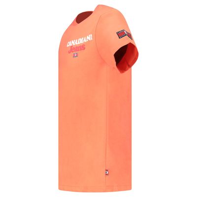 Canadian Peak JOUPPEAK Homme - T-Shirt Col Rond avec Drapeaux et Impressions Corail_img_1