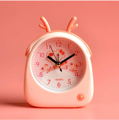Cartoon Animal Alarm Clock Cute Personality Antlers Desktop Children Bedside Alarm Clock Candy Color Decorative Desk Clock_img_3