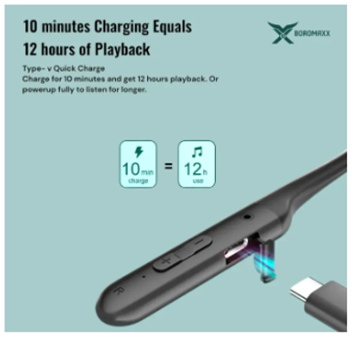 BOROMAXX BX38 Wireless Neckband 40H Backup 200MAH Battery Deep Bass | Noise Canceling Bluetooth Headset_img_3