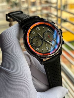 Tubular Authentic Chrono Belt Full Black Red Bezel Green Dial_img_0