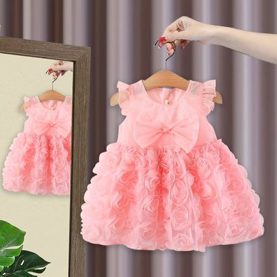 Imported 👗 Girls’ Summer Lace Mesh Princess Dress – Baby Bow Vest Style_img_0