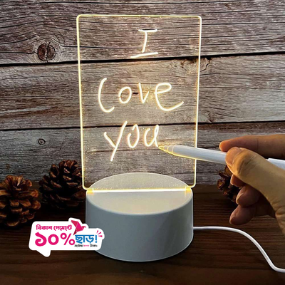 GearUP Acrylic Multicolor Night Lamp with Writable Board and Eraser Pen – White_img_0