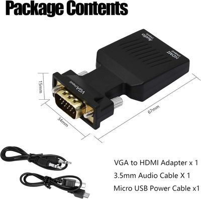 VGA to HDMI Adapter with Audio – 1080p Converter for PC, Laptop, Projector, Monitor_img_1
