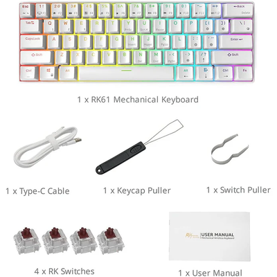 ROYAL KLUDGE RK61 Tri Mode RGB HOTSWAPPABLE – White / Black_img_3