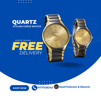 Stylish & Fashionable Stainless Steel Analog Wrist Watch Men & Women Couple Set_img_0