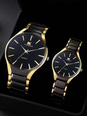 Stylish & Fashionable Stainless Steel Analog Wrist Watch Men & Women Couple Set_img_3