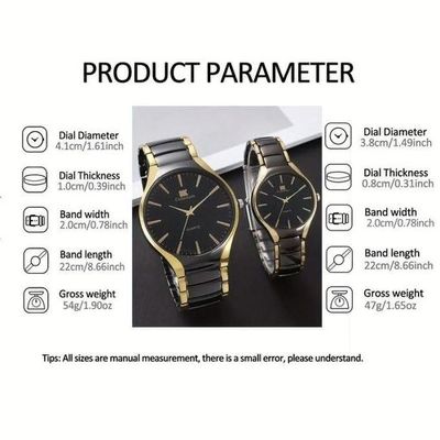 Stylish & Fashionable Stainless Steel Analog Wrist Watch Men & Women Couple Set_img_8
