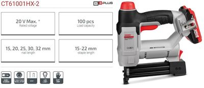 CROWN Professional Cordless Nailer (2 Battery, 1 Charger ), 20V, 2.0Ah; CT61001HX-2_img_1
