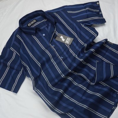 Blue Stripes Half Sleeve Shirt_img_0