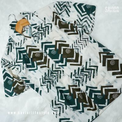 Green & White Print Cuban Shirt_img_0