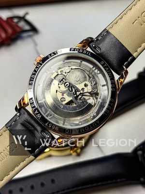 FOSSIL AUTO SKELETON BLACK BELT ROSE GOLD CASE_img_4