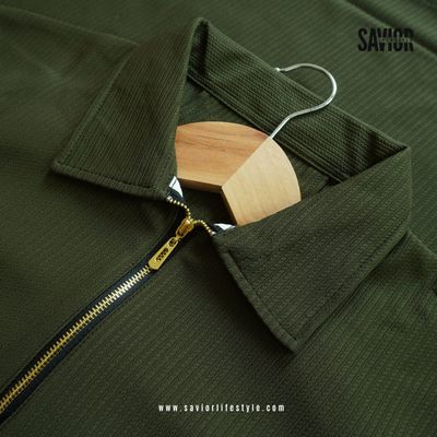 Olive Color Drop Shoulder Polo_img_1
