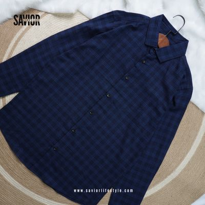 Blue Check Full Sleeve Pocketless Shirt