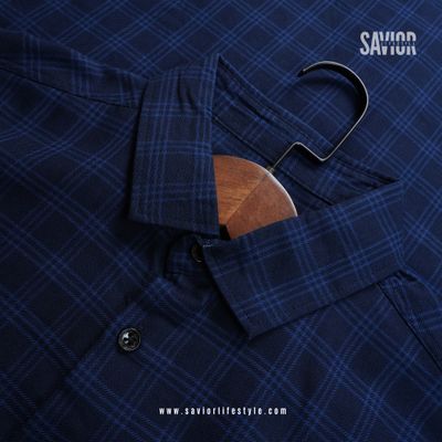 Blue Check Full Sleeve Pocketless Shirt_img_1