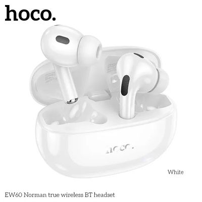 Hoco Ew60 Plus Norman True Wireless Anc BT Headset-White Color & Black Color_img_1