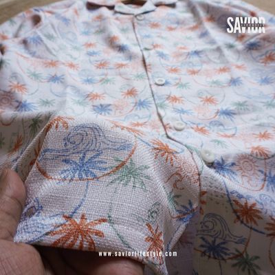 Doodle Print Drop Shoulder Cuban Shirt_img_2