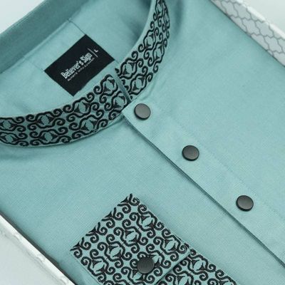 (Only L-42) 1 pis Availave.Cotton Premium Ash & Mint Panjabi - 2134_img_1