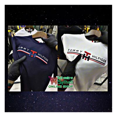 Tommy Premium Drop Shoulder T-Shirt Combo Stylish & Comfortable Fit – Made from Premium Cotton Fabric, Colour White+Navy Blue_img_0