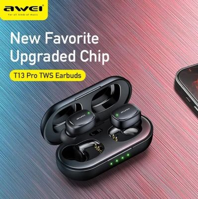 Awei T13 Pro TWS Touch Earbuds – Black Color_img_0
