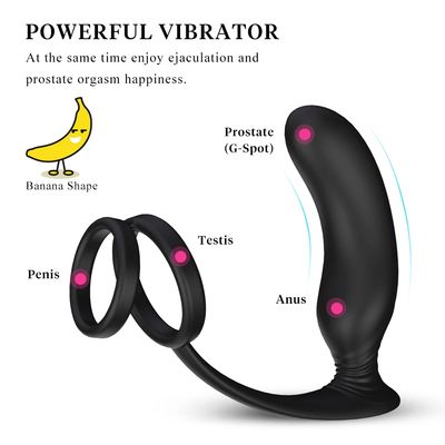 Male Prostate Massage Vibrator Butt Anal Plug Silicone Prostate Stimulator Delay Ejaculation Ring Adult sex Toy For Men tail 18+_img_0