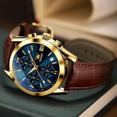 Fashionable Glass Quartz Analog Men's Watch- Blue_img_1