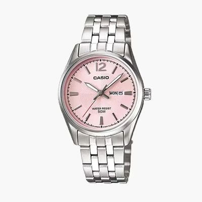 Casio Japan Quartz Enticer Pink Dial Silver Ladies Watch- LTP-1335D-5AVDF_img_0
