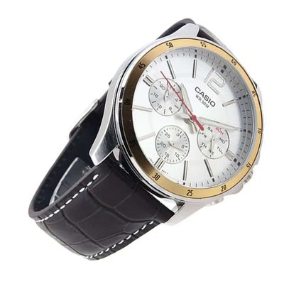 Casio Enticer Silver Dial Leather Men's Watch- MTP-1374L-7AVDF_img_1