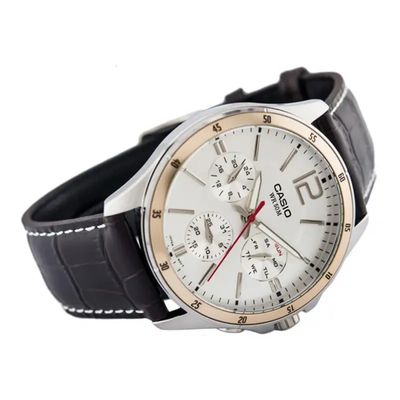 Casio Enticer Silver Dial Leather Men's Watch- MTP-1374L-7AVDF_img_2