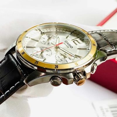 Casio Enticer Silver Dial Leather Men's Watch- MTP-1374L-7AVDF_img_3